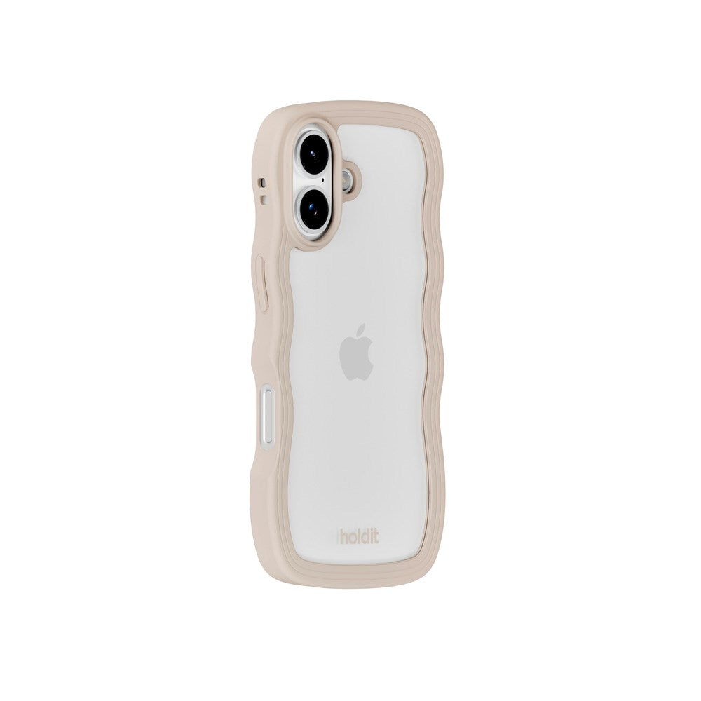 Holdit iPhone 17 Wavy Deksel - Light Beige / Transparent