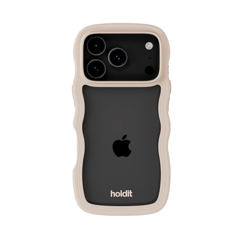 Holdit iPhone 17 Pro Wavy Deksel - Light Beige / Transparent