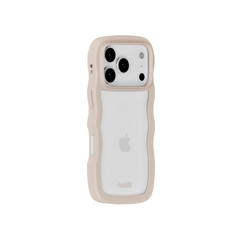 Holdit iPhone 17 Pro Max Wavy Deksel - Light Beige / Transparent