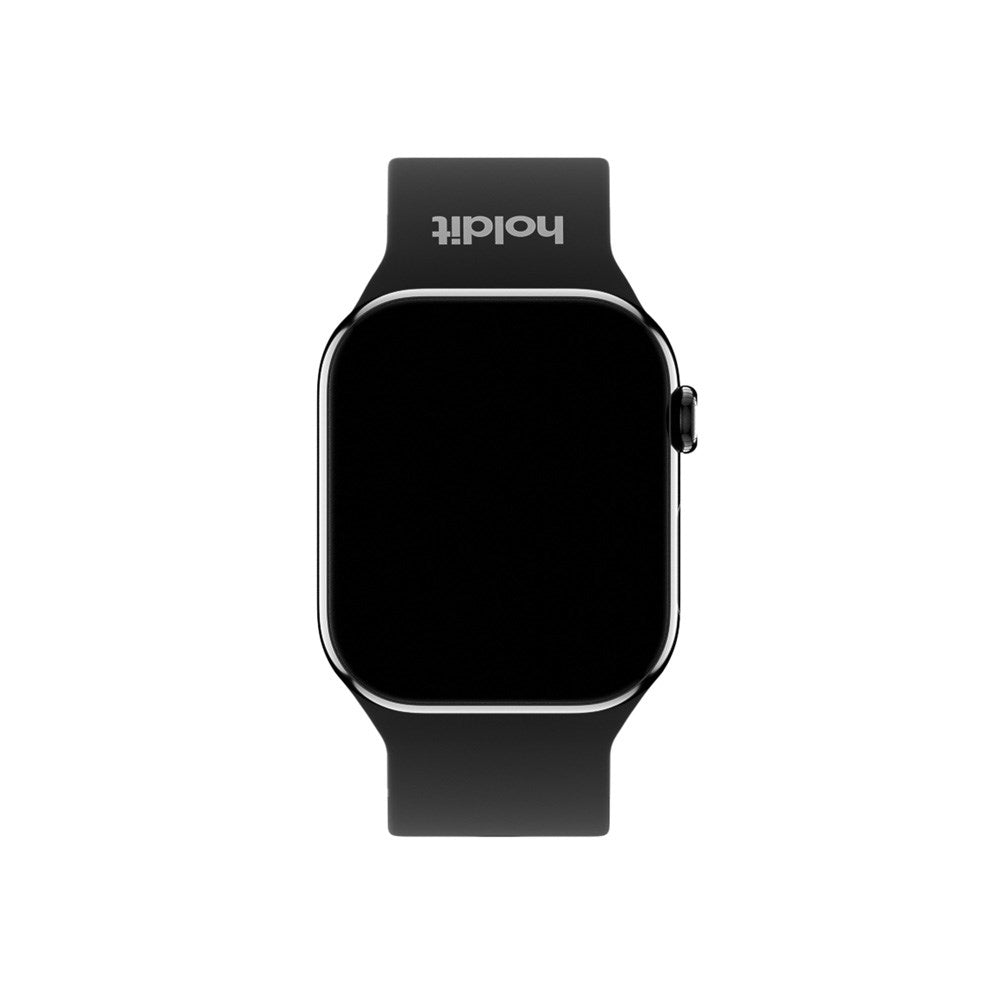 Apple Watch (42/44/SE/45/46/49mm) Holdit Silikon Klokkerem med Metallspenne - Black
