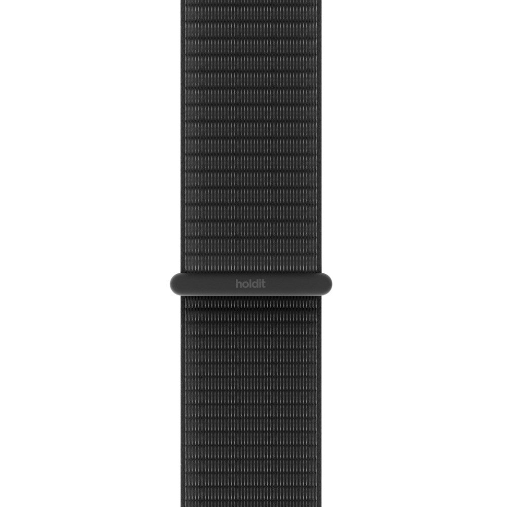 Apple Watch (38/40/SE/41/42mm) Holdit Nylon Klokkerem med Borrelås - Svart