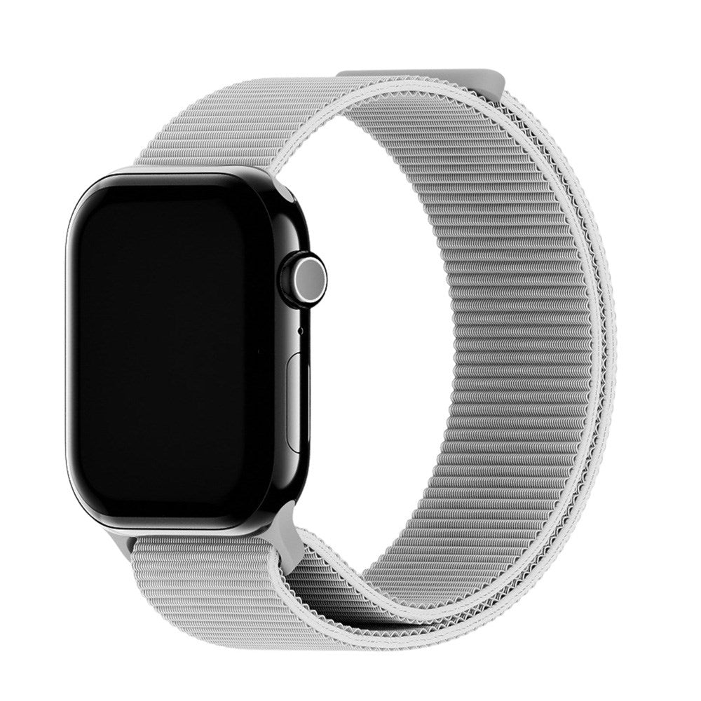 Apple Watch (38/40/SE/41/42mm) Holdit Nylon Klokkerem med Borrelås - Grå