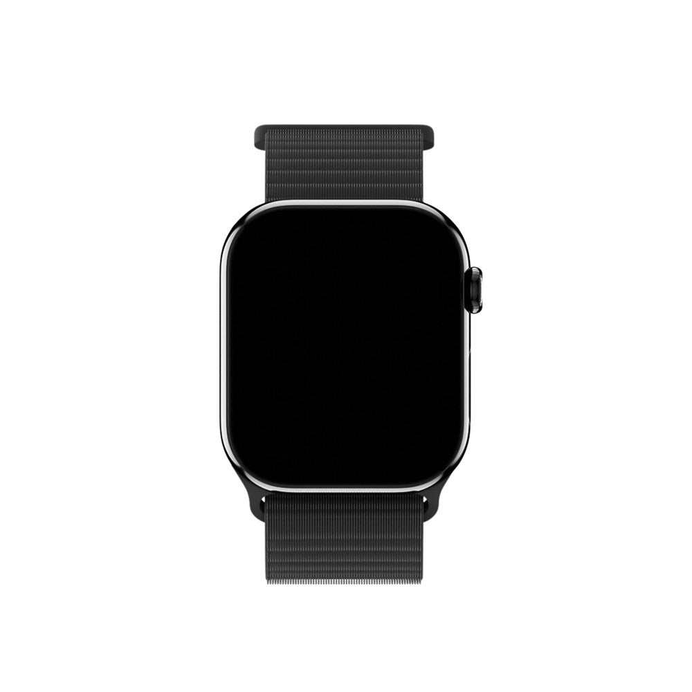 Apple Watch (42/44/SE/45/46/49mm) Holdit Nylon Klokkerem med Borrelås - Svart