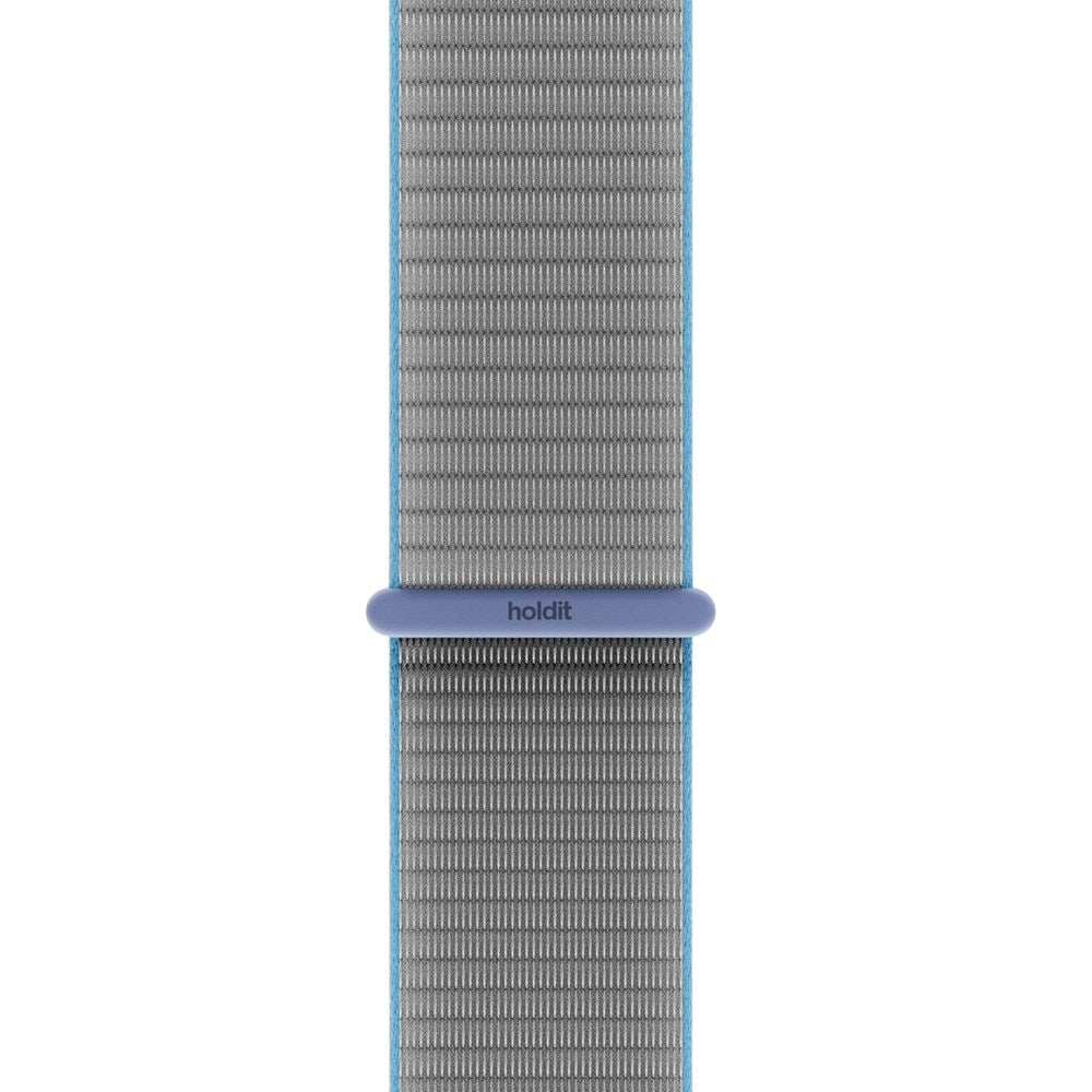 Apple Watch (42/44/SE/45/46/49mm) Holdit Nylon Klokkerem med Borrelås - Grå / Blå