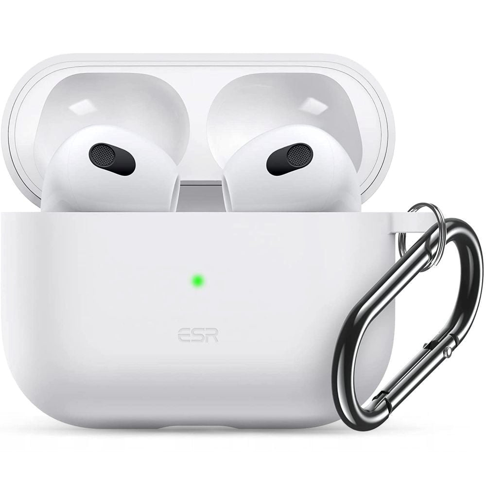 Apple Airpods (3. gen.) ESR Bounce Silikondeksel med Karabinkrok - Hvit