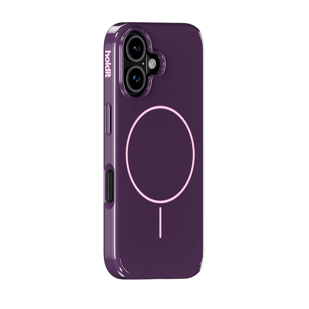 Holdit iPhone 16 Mono Case - MagSafe Kompatibel - Deep Plum / Pink