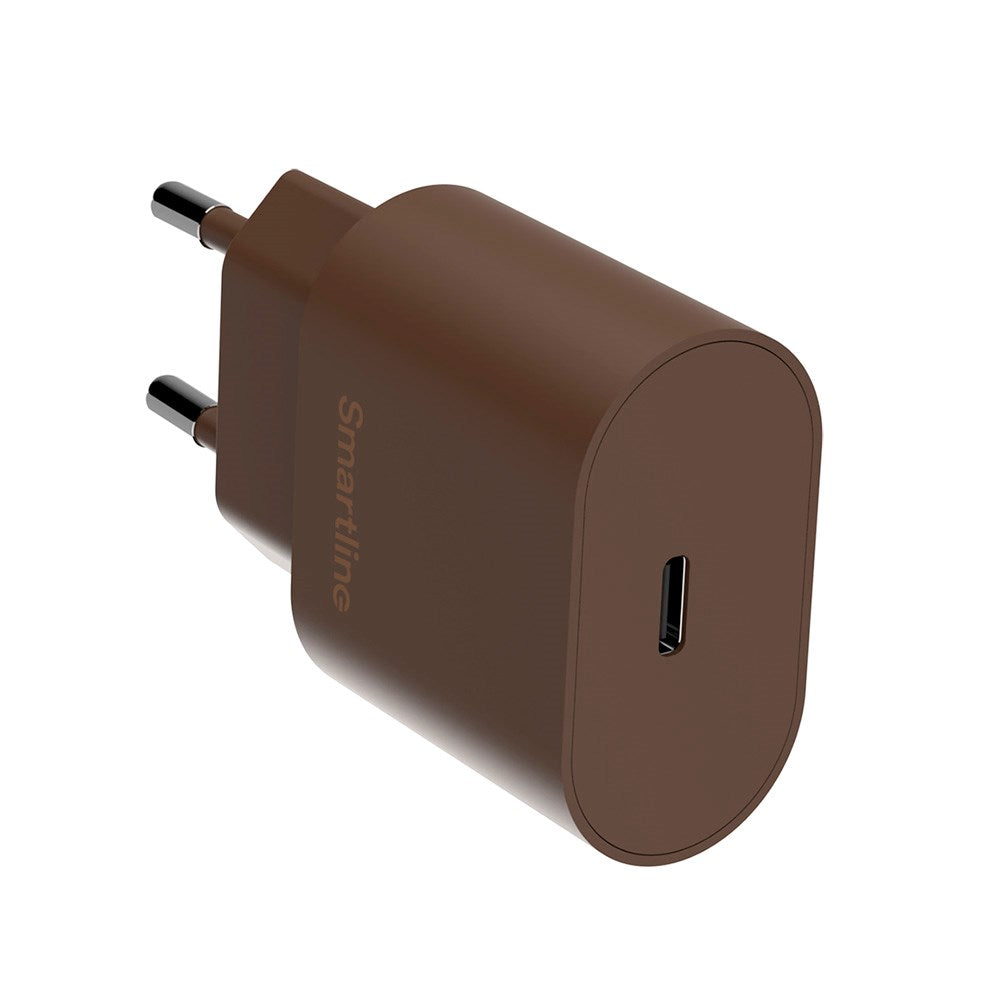 Smartline 20W Vegglader m. 1 x USB-C – Brun