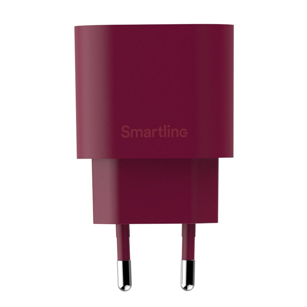 Smartline 20W Vegglader m. 1 x USB-C – Mørkerød