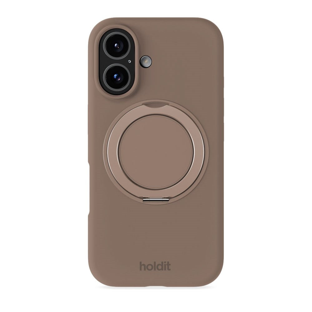 iPhone 16 Holdit Silikone Stand Deksel - Mocha Brown
