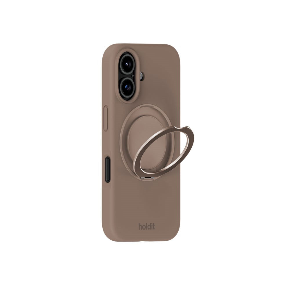 iPhone 16 Holdit Silikone Stand Deksel - Mocha Brown