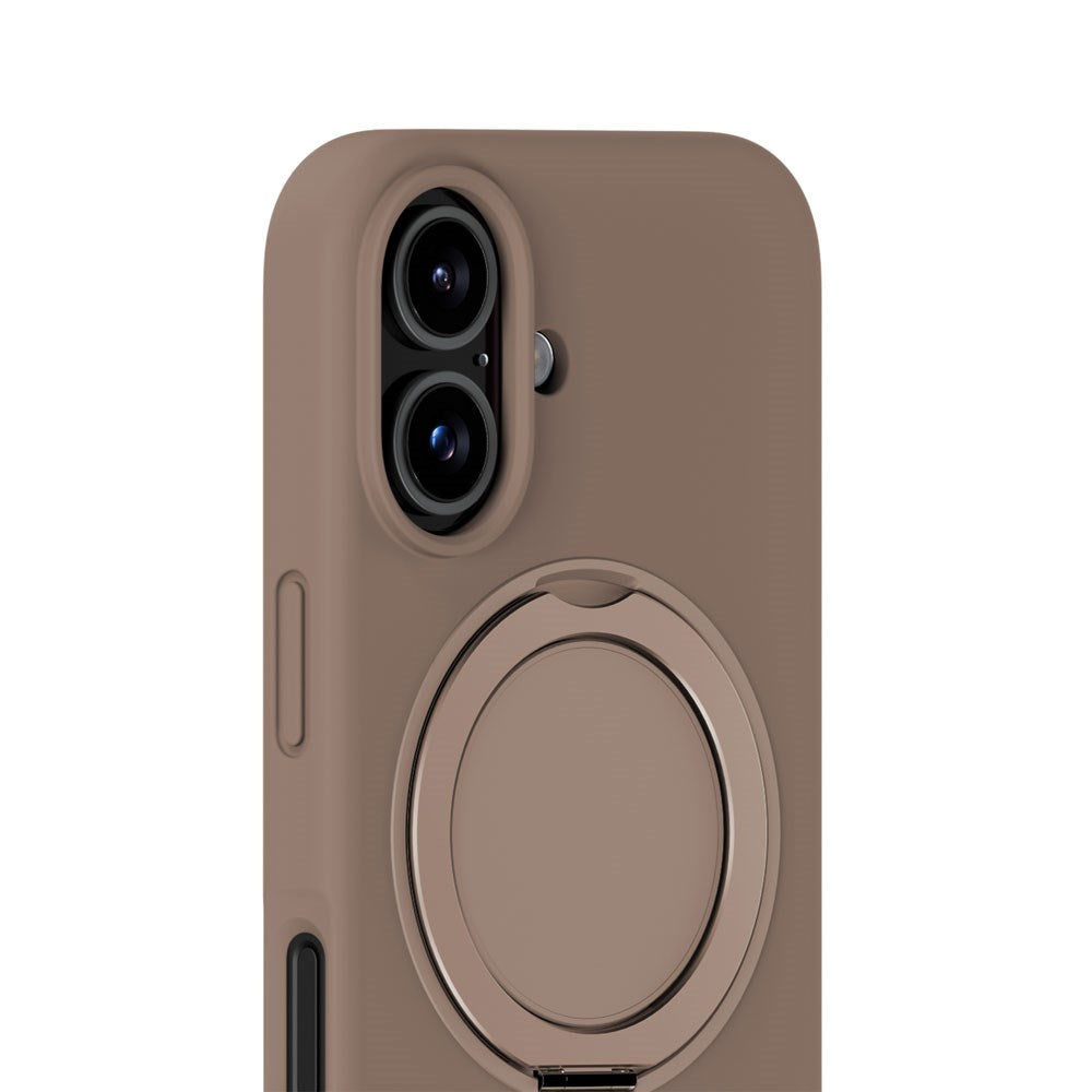 iPhone 16 Holdit Silikone Stand Deksel - Mocha Brown