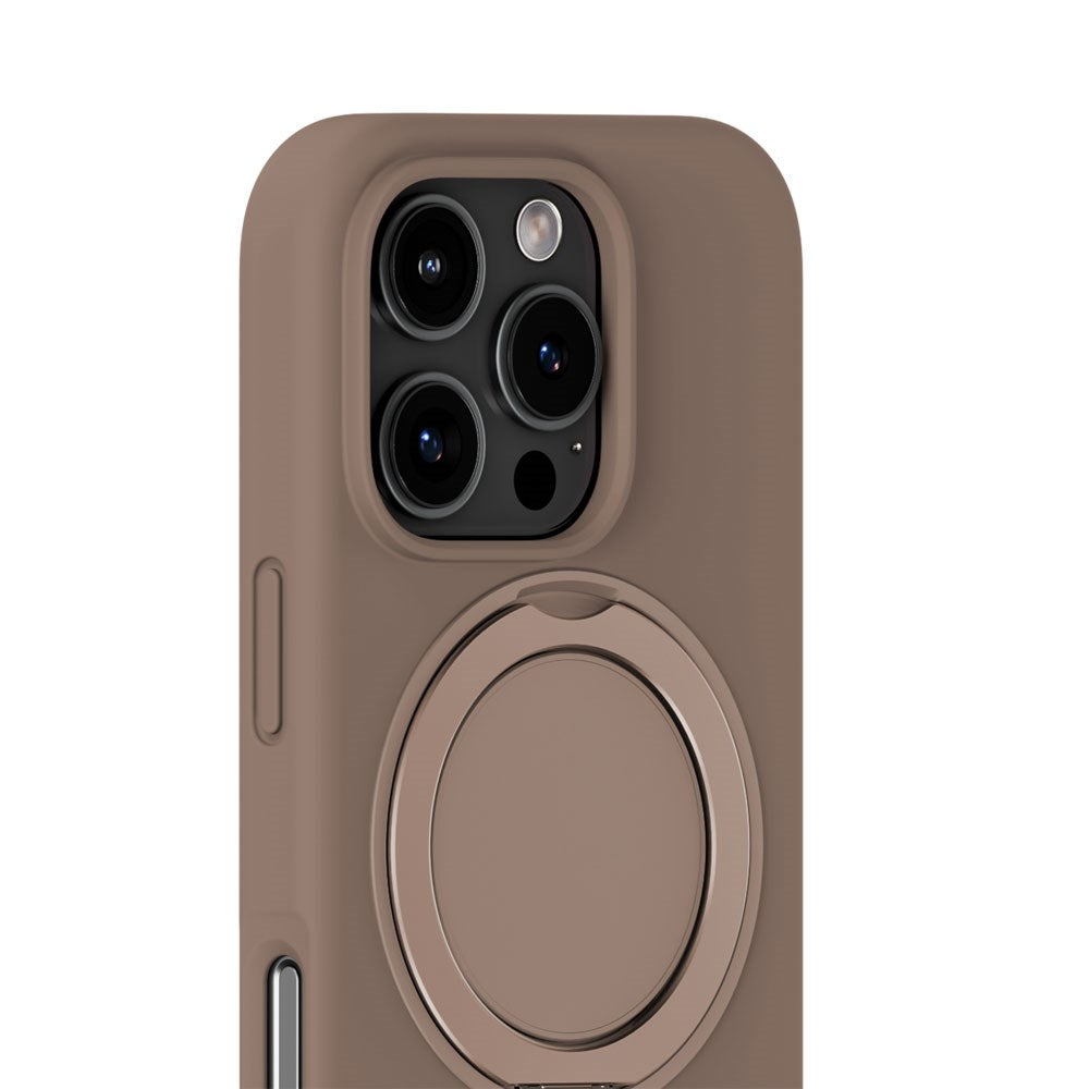 iPhone 16 Pro Max Holdit Silikone Stand Deksel - Mocha Brown