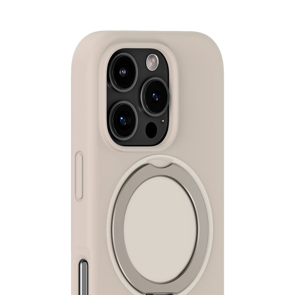 iPhone 16 Pro Holdit Silikone Stand Deksel - Light Beige