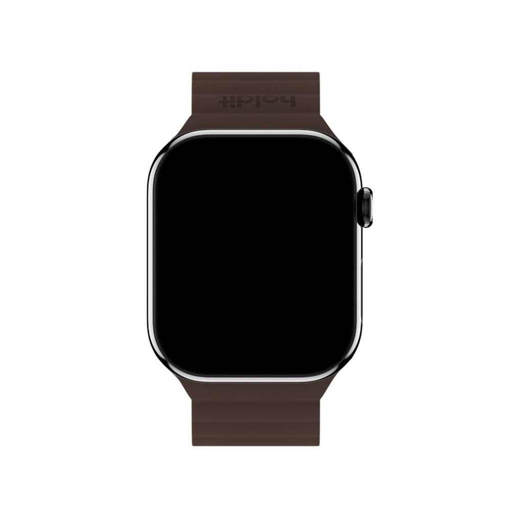Apple Watch (42/44/SE/45/46/49mm) Holdit Silicone Magnet Rem - Chocolate / Black