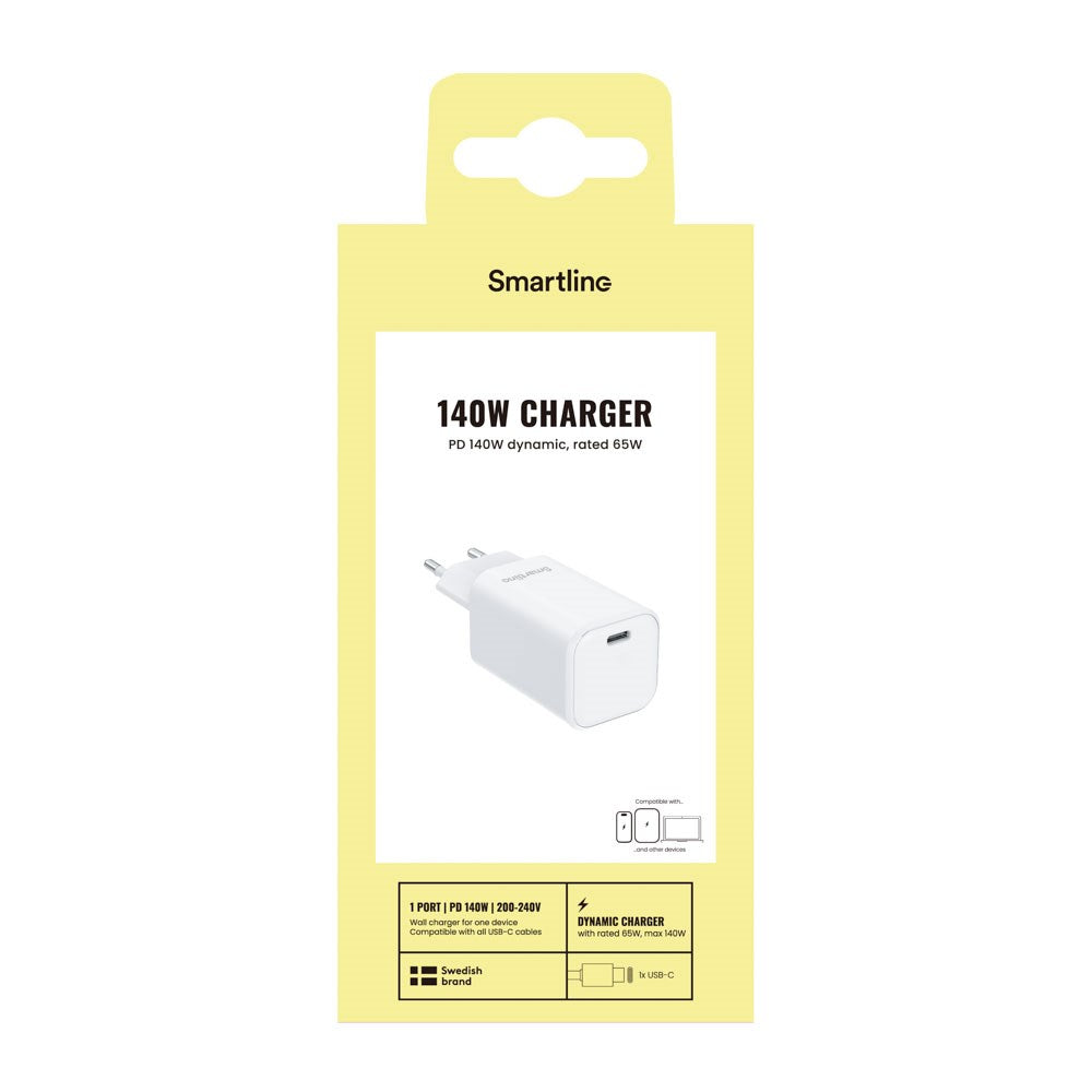 Smartline 140W Vegglader m. 1x USB-C - Hvit
