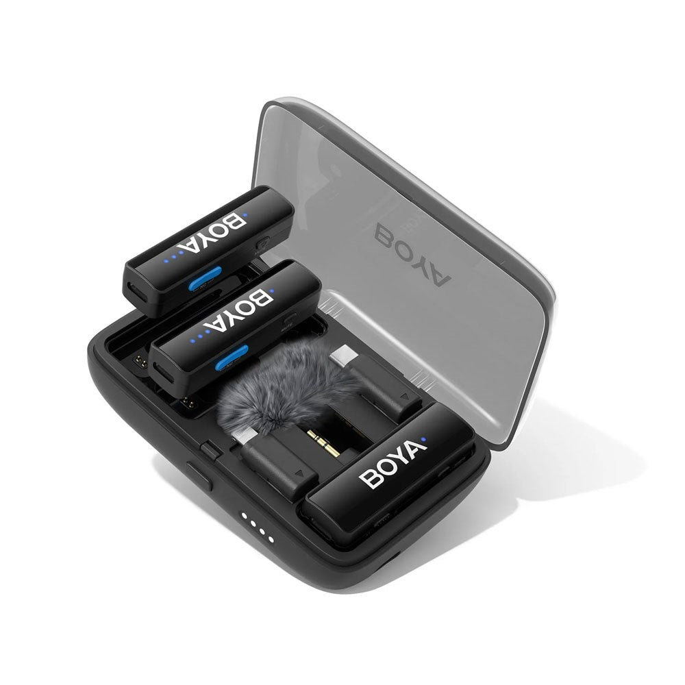 BOYA BOYALINK Trådløst Mikrofon Sett m. Lightning / USB-C / 3.5mm Minijack - Svart