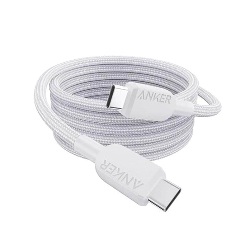 Anker USB-C til USB-C 240W Nylon Ladekabel - 1,8m - Hvit