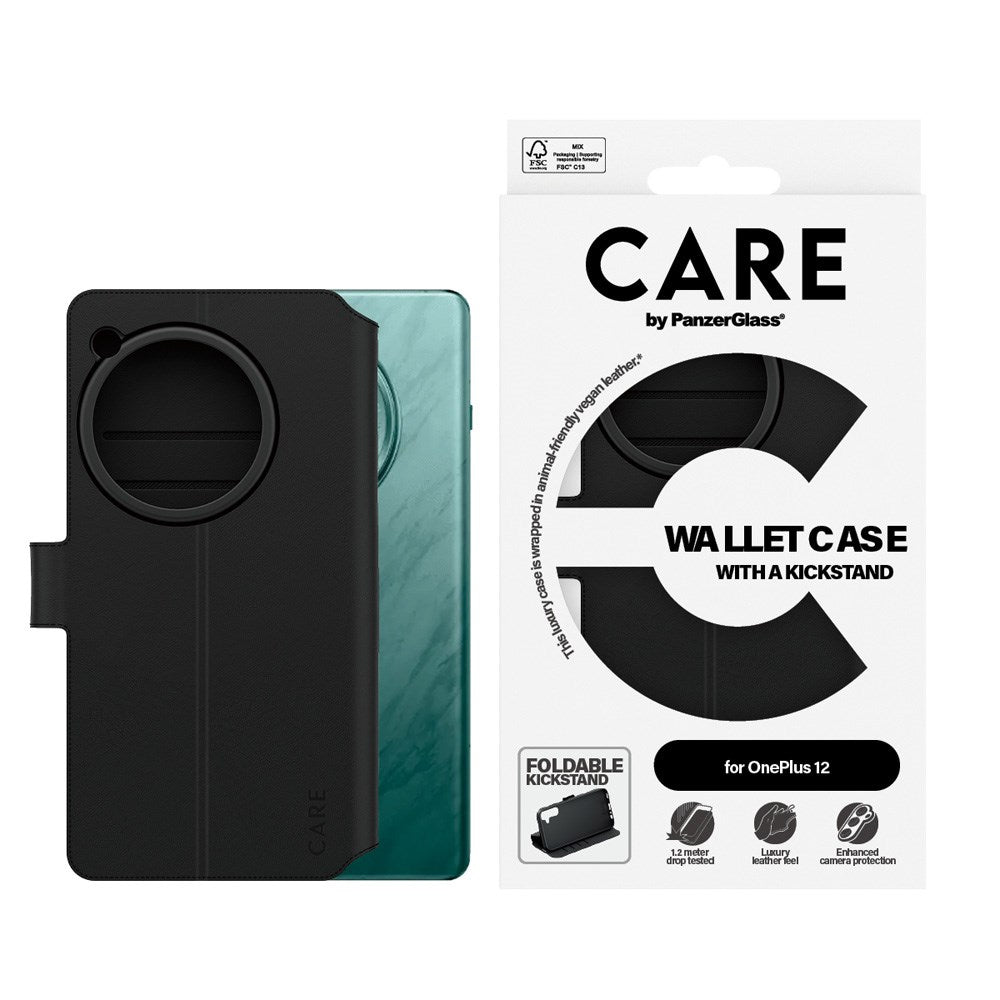 CARE by PanzerGlass OnePlus 12 Feature Wallet Case med Stativfunksjon - Svart