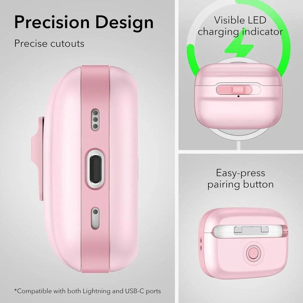 ESR AirPods Pro (1. & 2. Gen.) HaloLock Pulse Deksel - MagSafe Kompatibel - Rosa