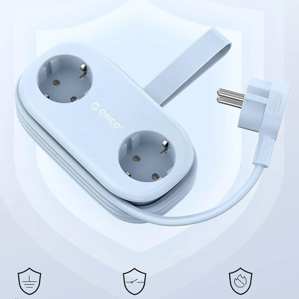 ORICO 20W 5-i-1 Strømskinne med 2 x Schuko 2 x USB-A 1 x USB-C - Blå
