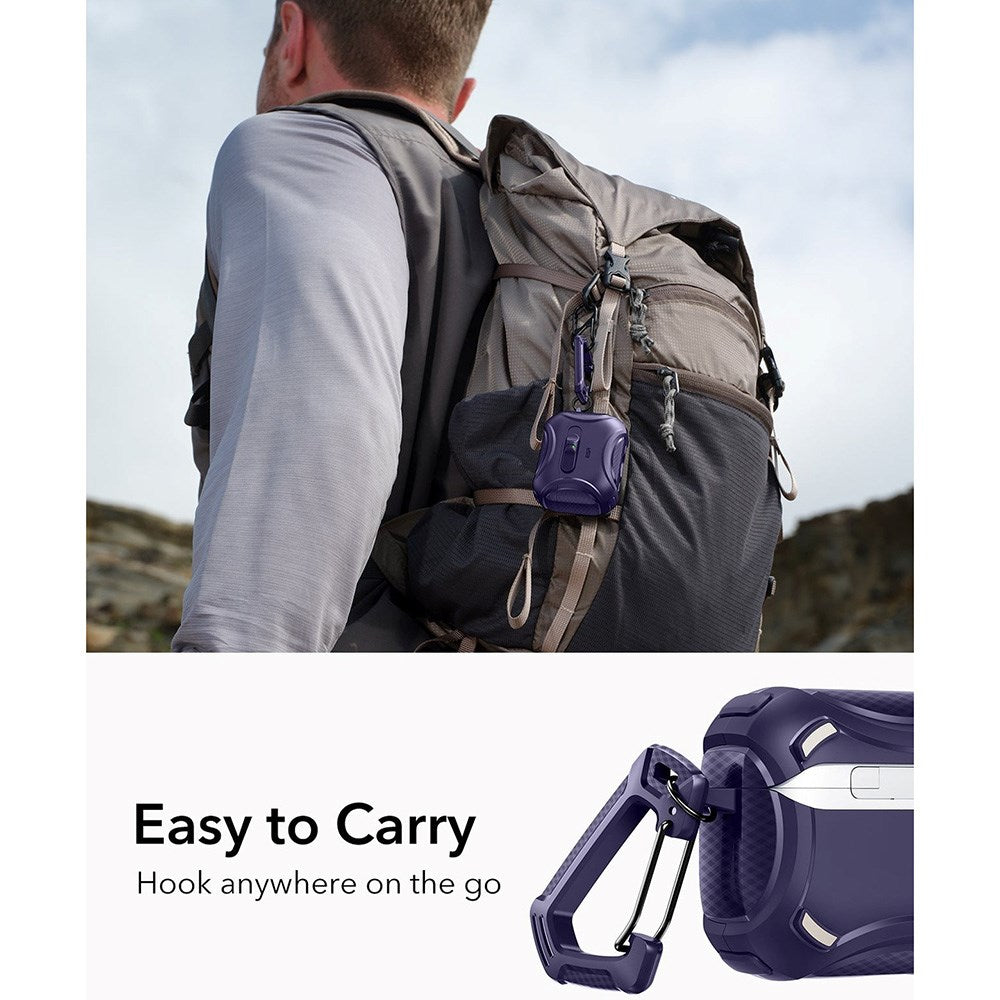 ESR AirPods Pro (3. gen.) Cyber FlickLock Deksel med Karabinkrok – Lilla