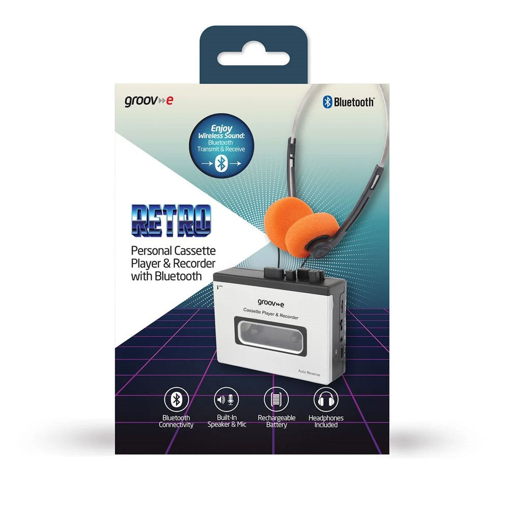 Groov-e PS530SR Kassettspiller med Bluetooth / Høyttalerfunksjon - Svart / Grå