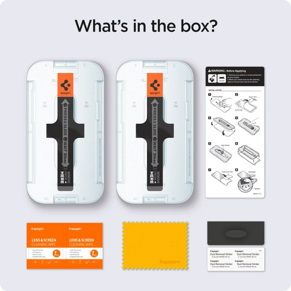 iPhone 16e / 14 / 13 / 13 Pro Spigen EZ Fit Glas.tR Skjermbeskytter 2. Stk - Case Friendly - Gjennomsiktig