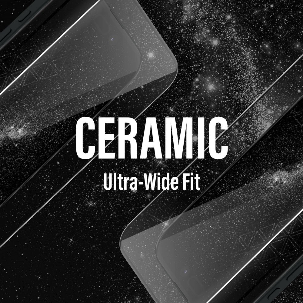 iPhone 15 Plus / 16 Plus PanzerGlass Ultra Wide Fit Ceramic Skjermbeskyttelse m. EasyAligner - Svart Kant