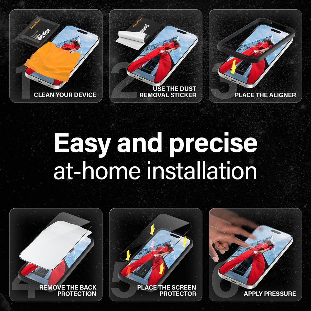 iPhone 15 Plus / 16 Plus PanzerGlass Ultra Wide Fit Ceramic Skjermbeskyttelse m. EasyAligner - Svart Kant