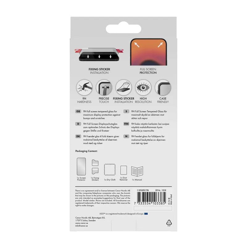 iPhone 18 Pro Max / 17 Pro Max / 16 Pro Max X2O Full Screen Skjermbeskytter i Herdet Glass - Gjennomsiktig / Svart Kant