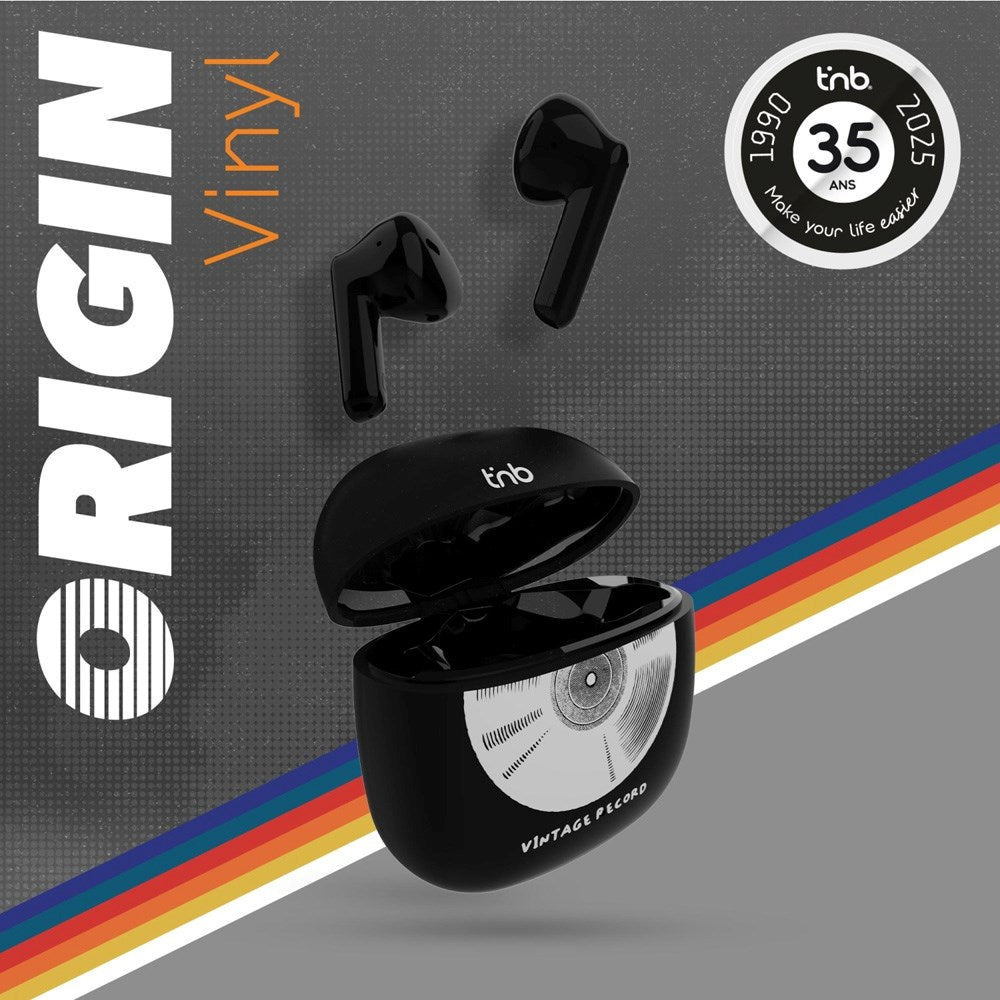 T'NB ORIGIN Trådløse In-Ear Hodetelefoner med Ladeetui - Vinyl Design