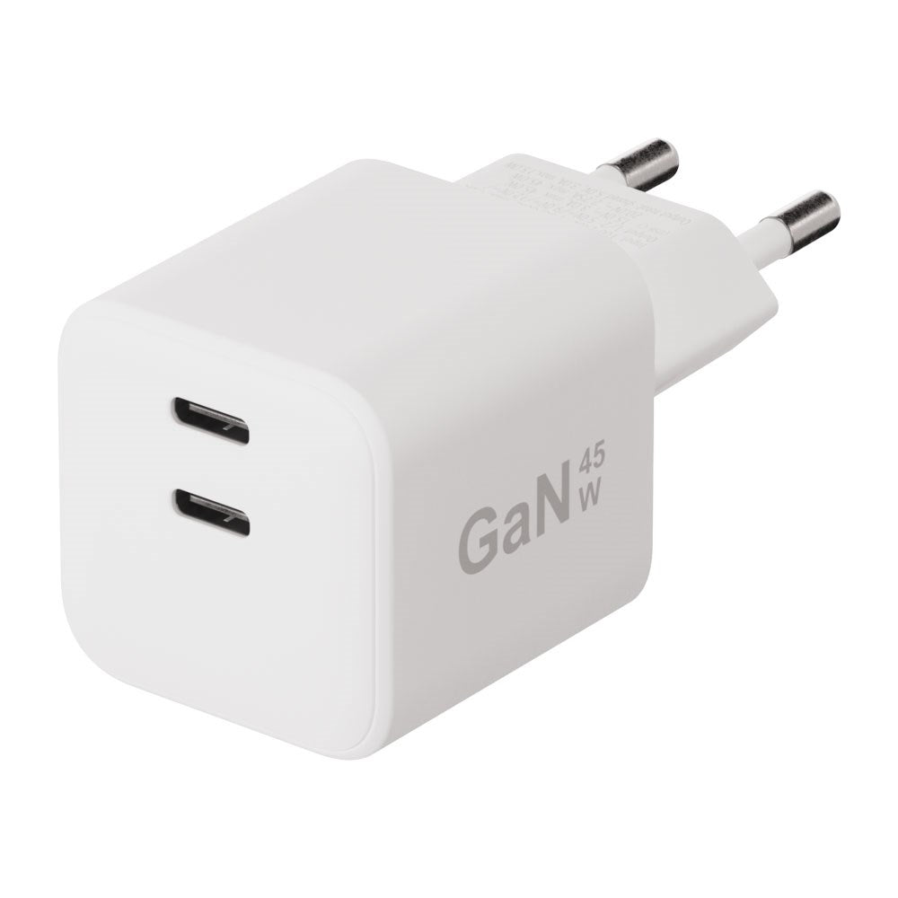 X2O 45W GaN Vegglader m. 2x USB-C - Hvit