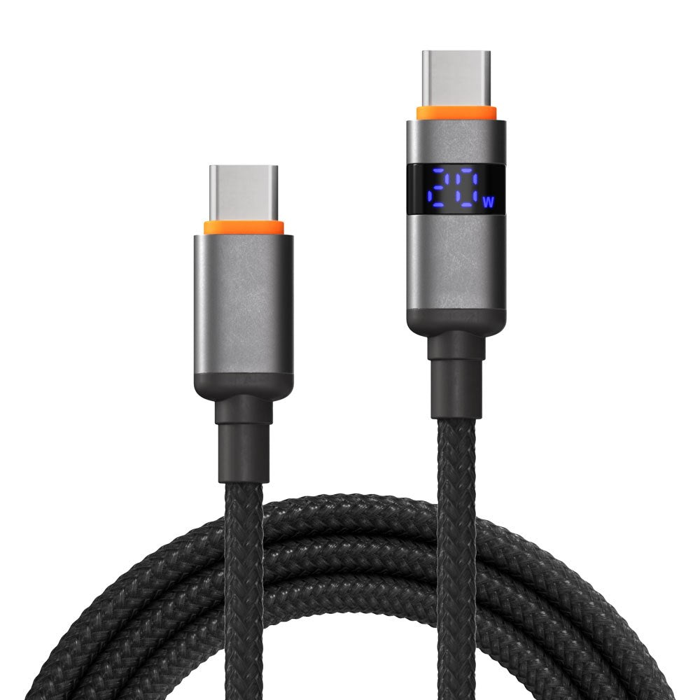 X2O Longlife 100W USB-C til USB-C Kabel m. LED Display - 1.5m - Svart