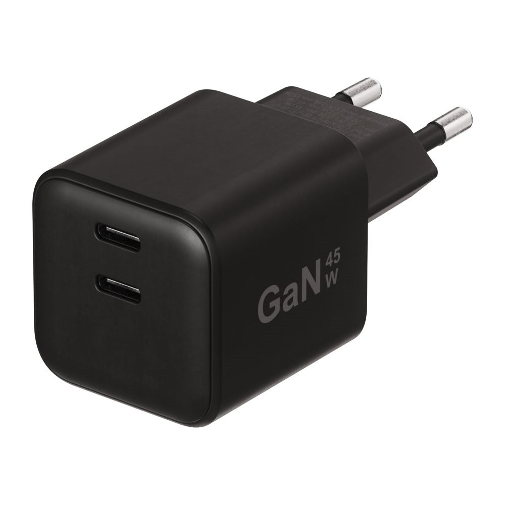 X2O 45W GaN Vegglader m. 2x USB-C - Svart