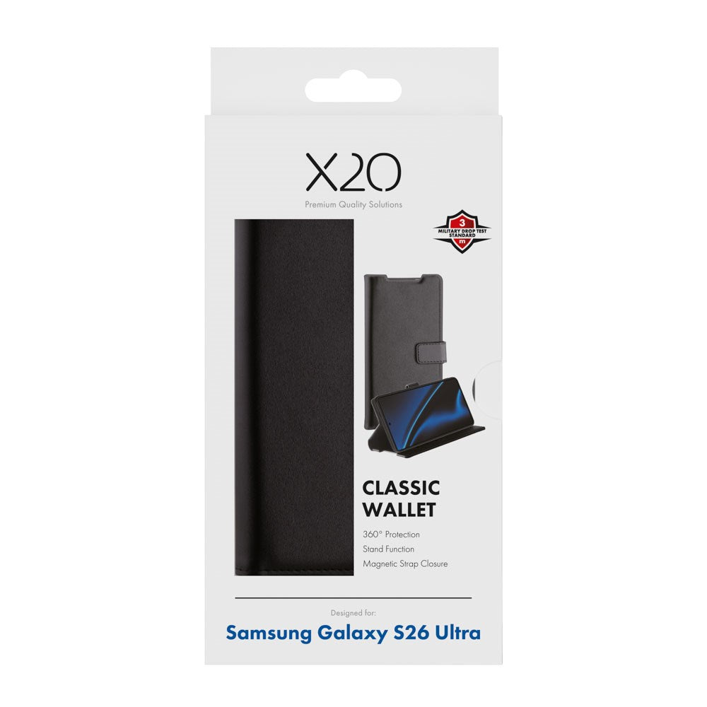 Samsung Galaxy S26 Ultra X2O Classic Wallet Flip Deksel - Svart