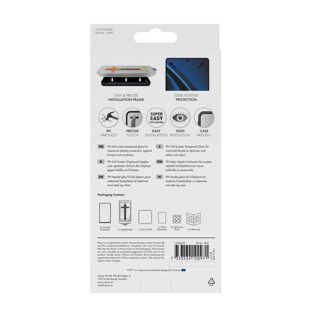 Samsung Galaxy S26 X2O 9H Full Fit Herdet Skjermbeskyttelsesglass - Gjennomsiktig