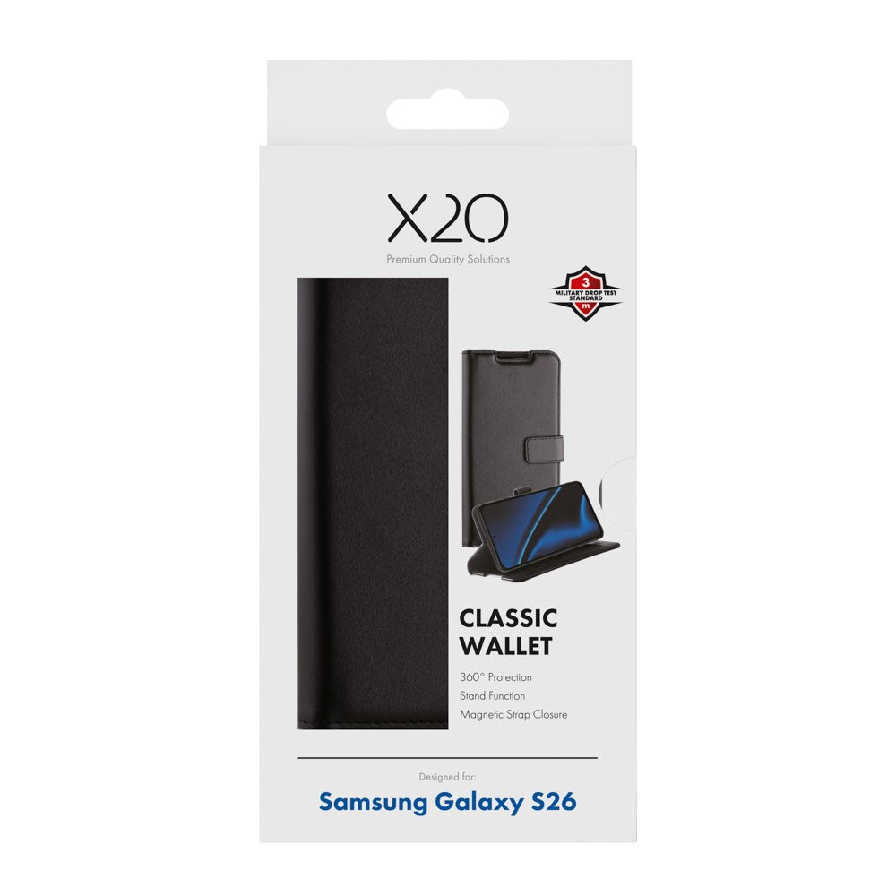 Samsung Galaxy S26 X2O Classic Wallet Flip Deksel - Svart
