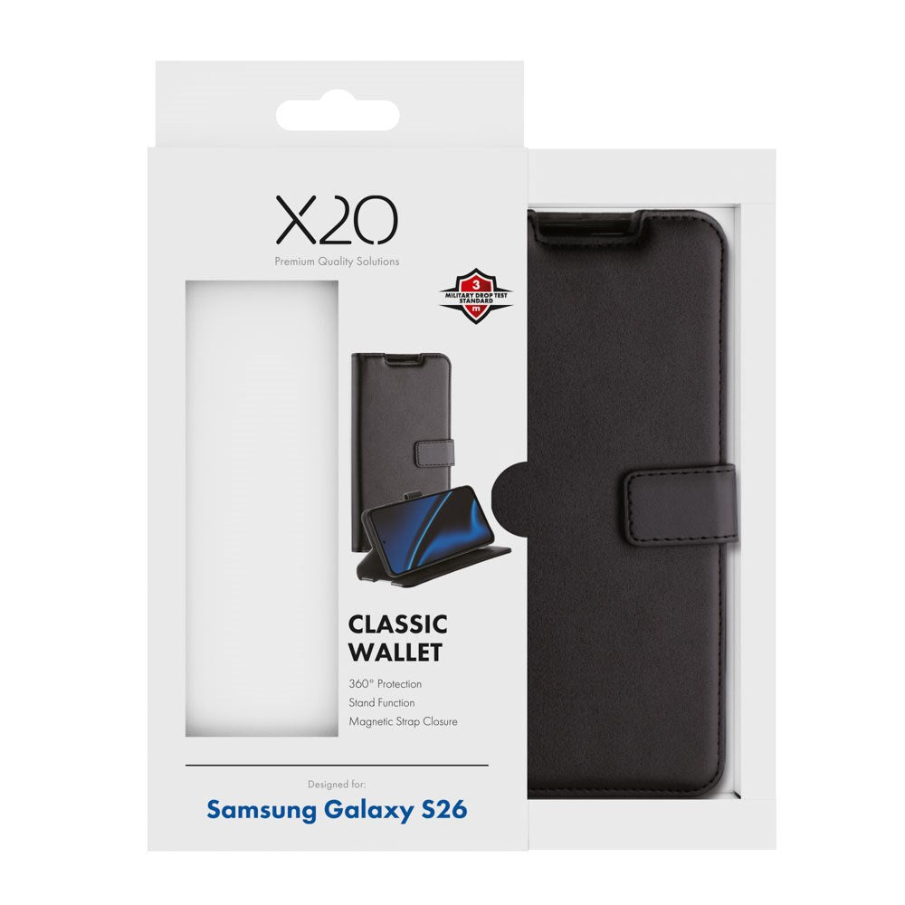 Samsung Galaxy S26 X2O Classic Wallet Flip Deksel - Svart