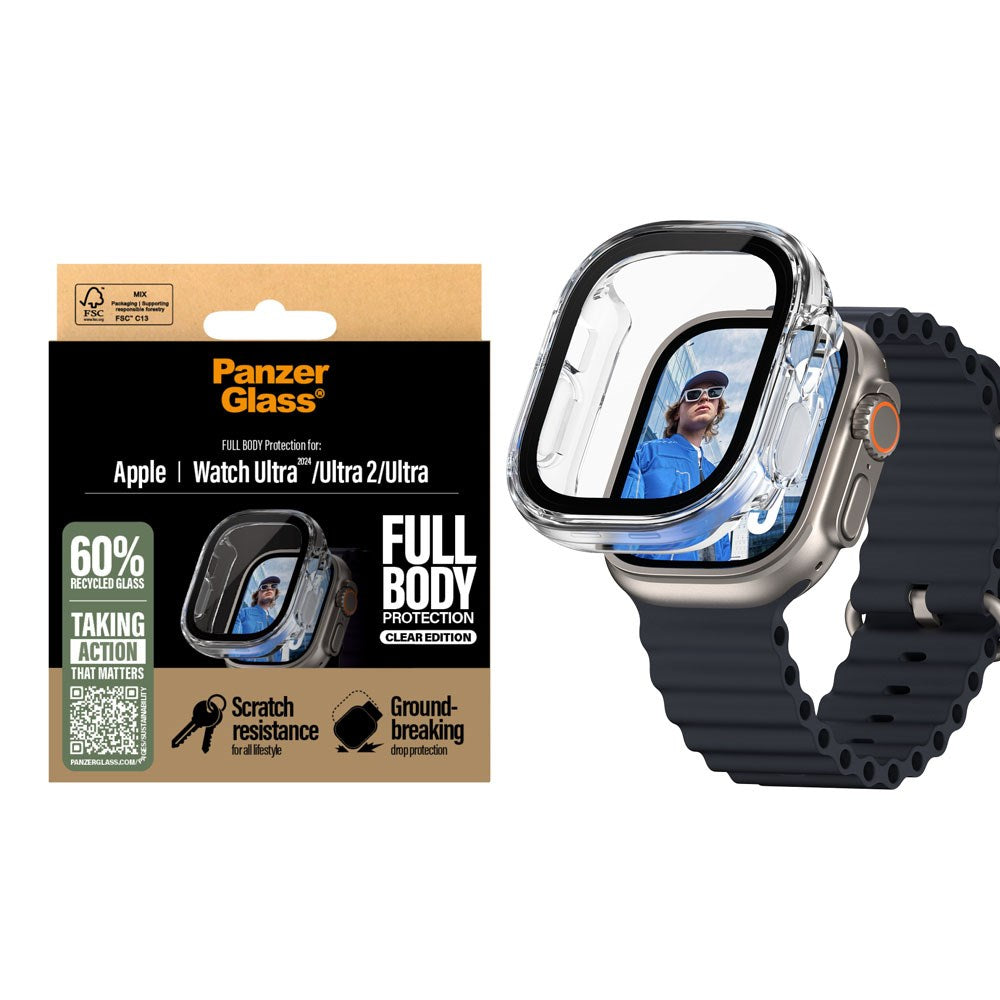 PanzerGlass Apple Watch Ultra 3/2/1 (49mm) Snappie Full Body Deksel med Innebygd Skjermbeskytter - Gjennomsiktig