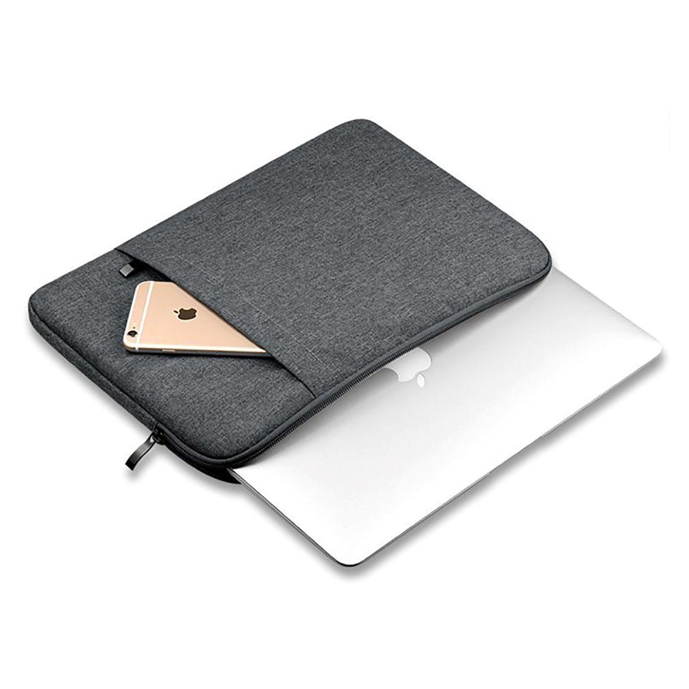 Tech-Protect Stoff Laptop Sleeve 13-15" m. Ekstra lomme (33 x 24 cm) - Mørk Grå