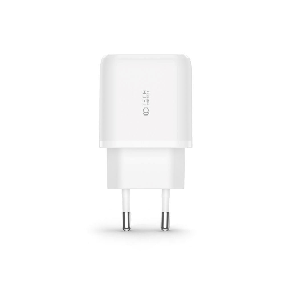 Tech-Protect 20W Vegglader med 1 x USB-C & 1 x USB-A - Power Delivery - Hvit