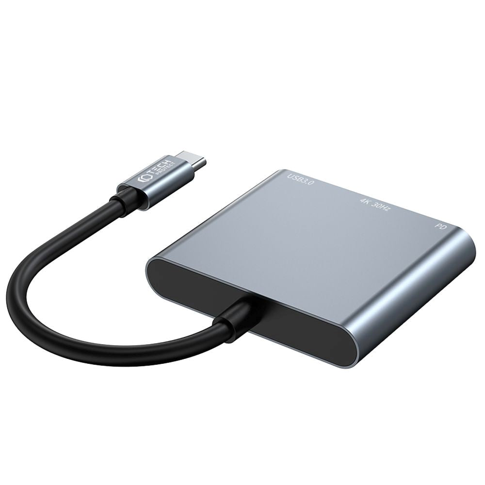 Tech-Protect 3-i-1 USB-C Multiport V1-hub - USB-A / USB-C / HDMI - Grå