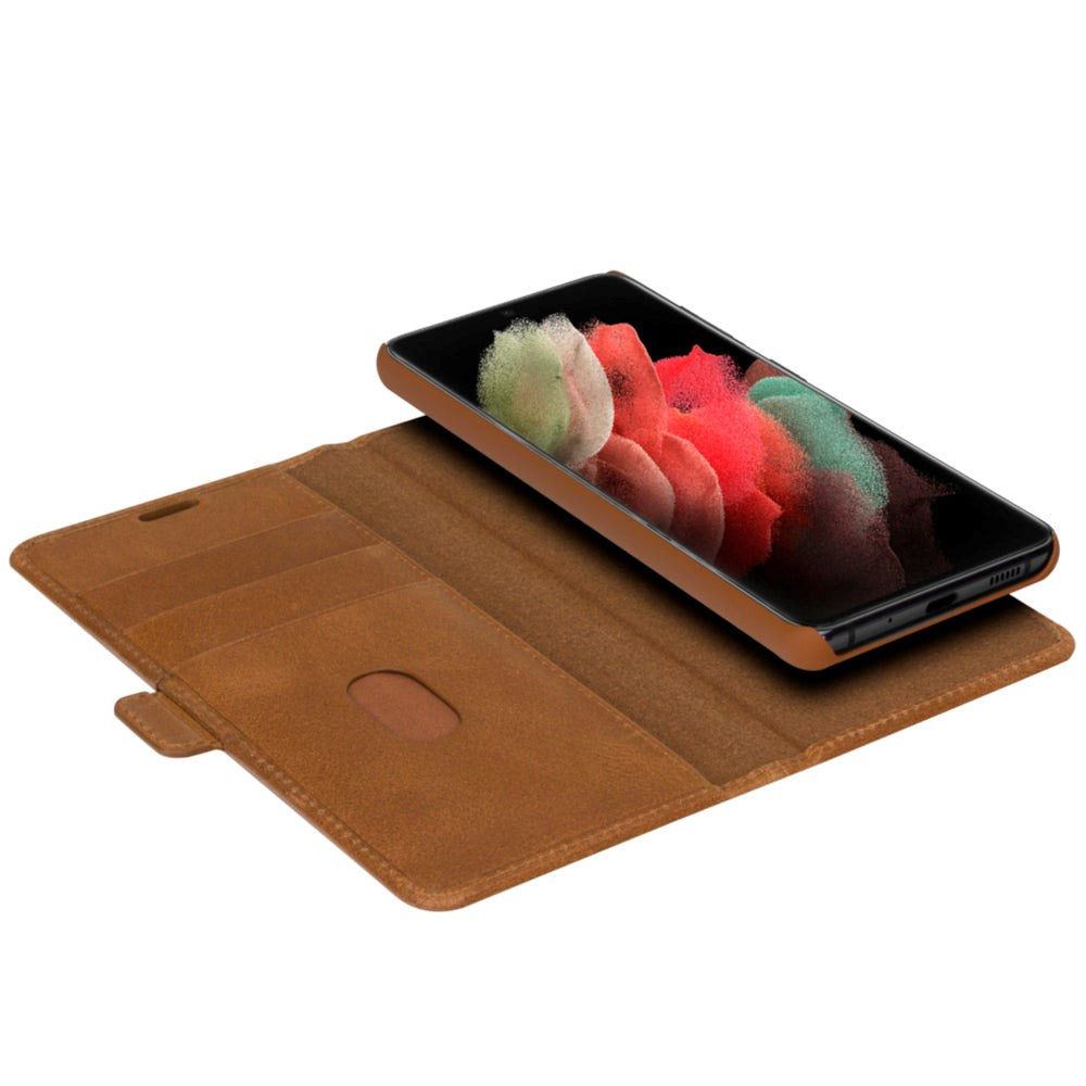 Samsung Galaxy S21 Ultra dbramante1928 Lynge Ekte Skinn Magnet Deksel - Tan