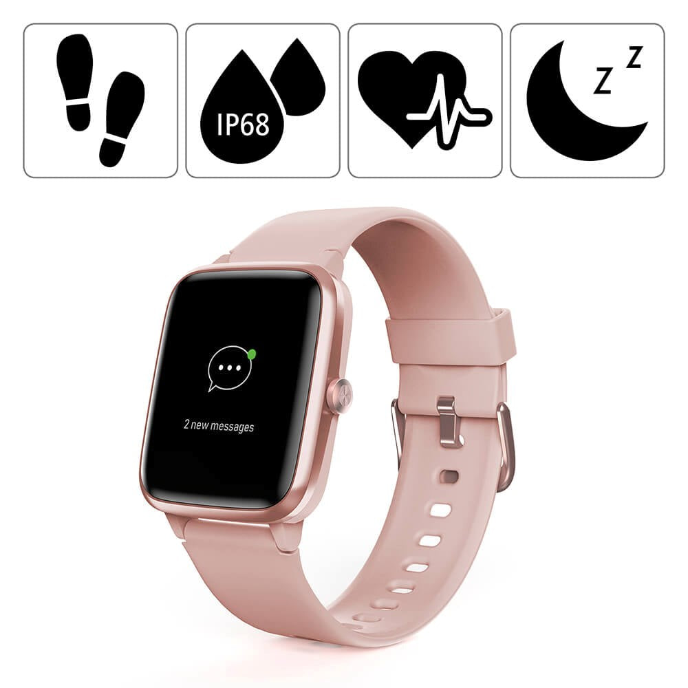 Hama Fit Watch 5910 Fitness Smartwatch m. GPS, Pulsmåler & Skritteller - Rosa / Rose Gold