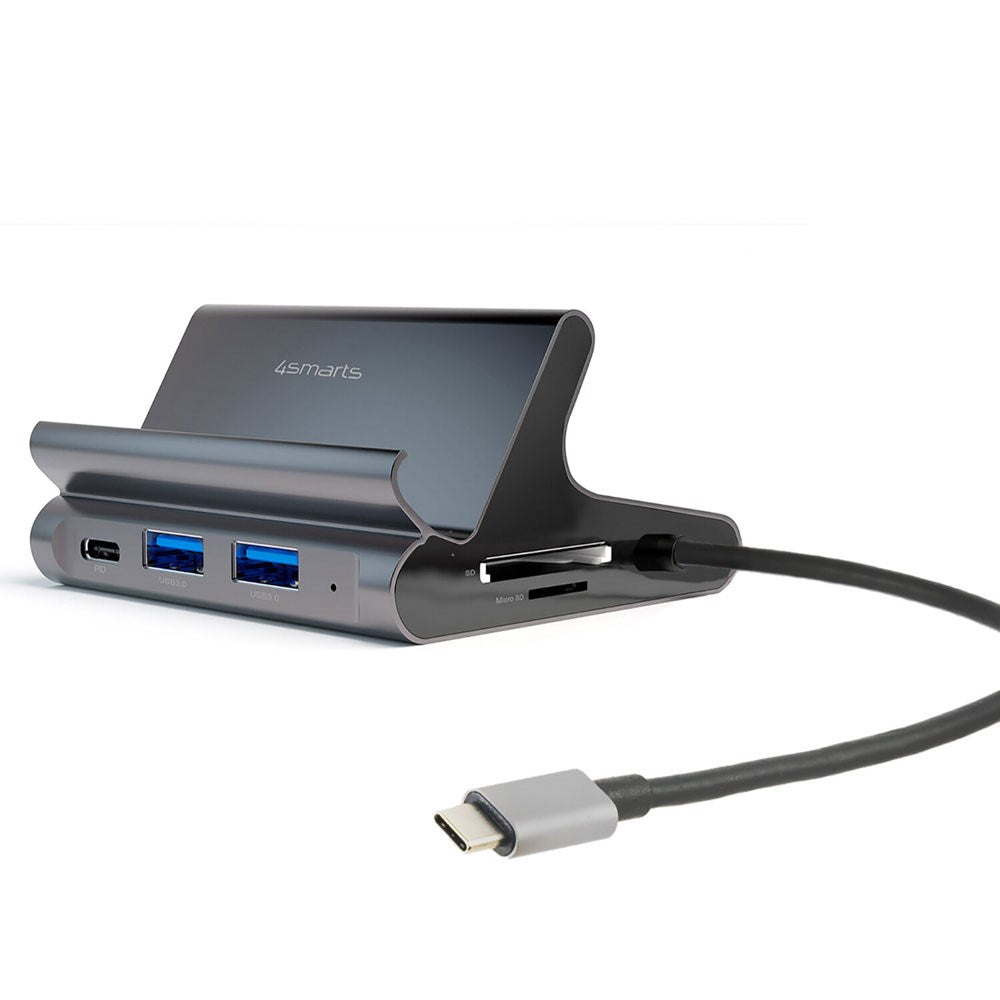 4smarts 7-i-1 USB-C Hub Universal Stativ for Mobil & Nettbrett - Grå