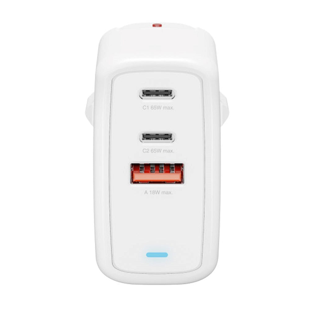 65W PD 4smarts Charger GaN Flex - Vegglader med 1 x USB-A & 2 x USB-C - Hvit