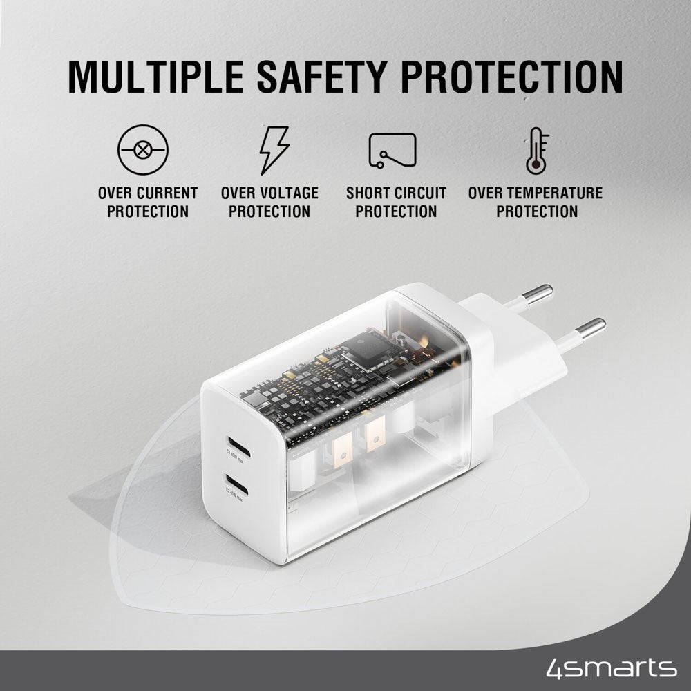 4smarts PDPlug 45W Vegglader med 2 x USB-C - Hvit