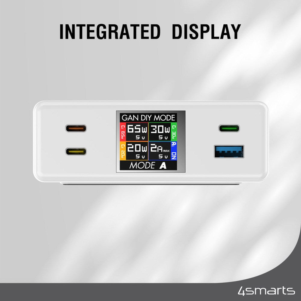 4smarts GaN DIY Mode Desktop Lader - 130W / 3x USB-C & 1x USB-A - Hvit
