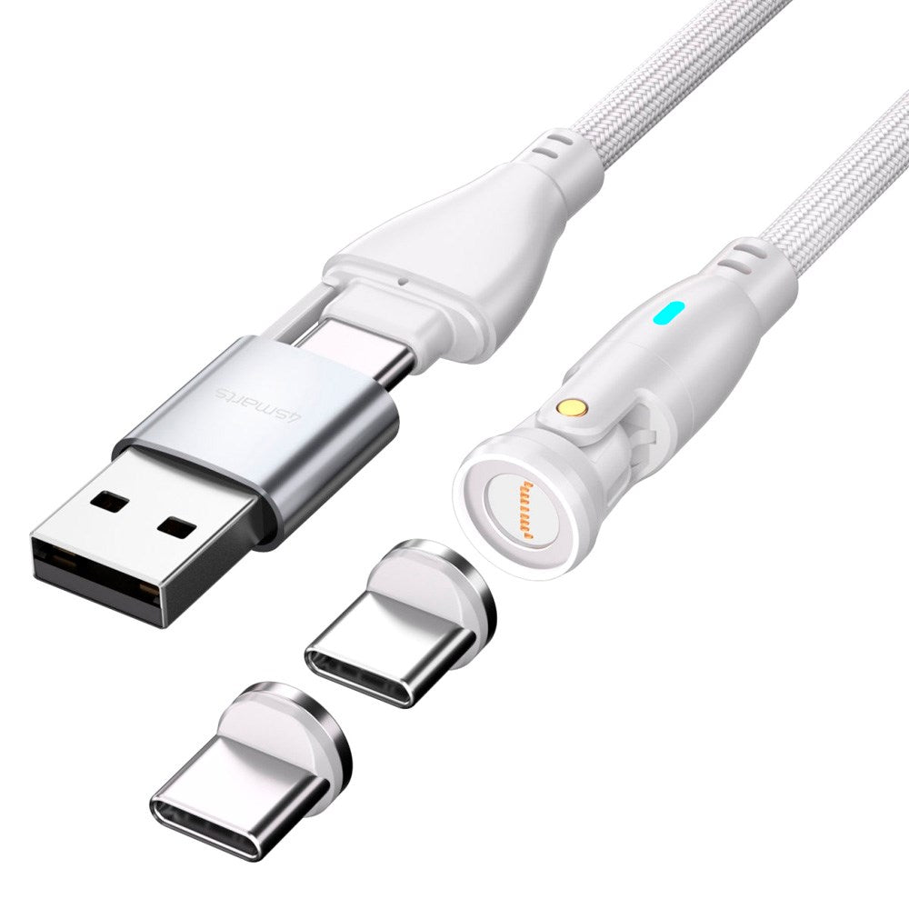 4smarts GravityCord Magnetisk Kabel m. USB-C/A - 100W - 1.8m - Hvit