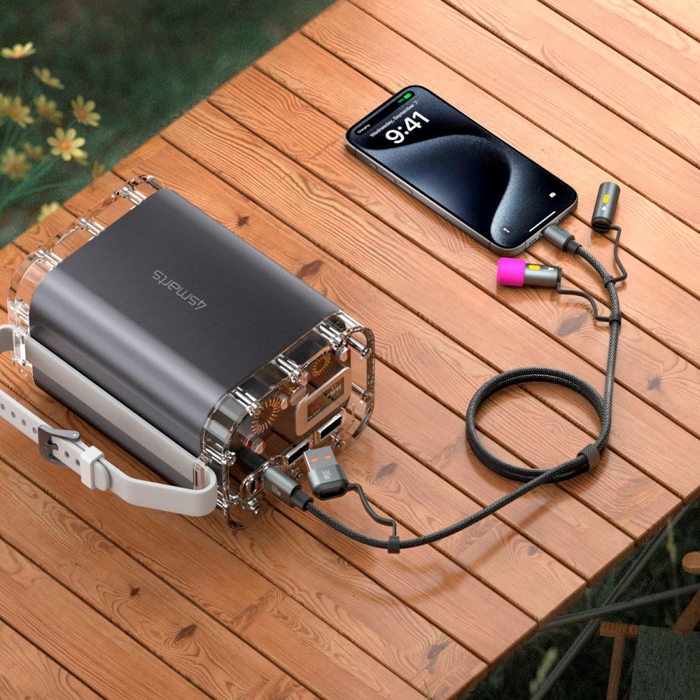 4smarts 4-i-1 USB-C Outdoor Kabelsett - 60W / 1m - Svart
